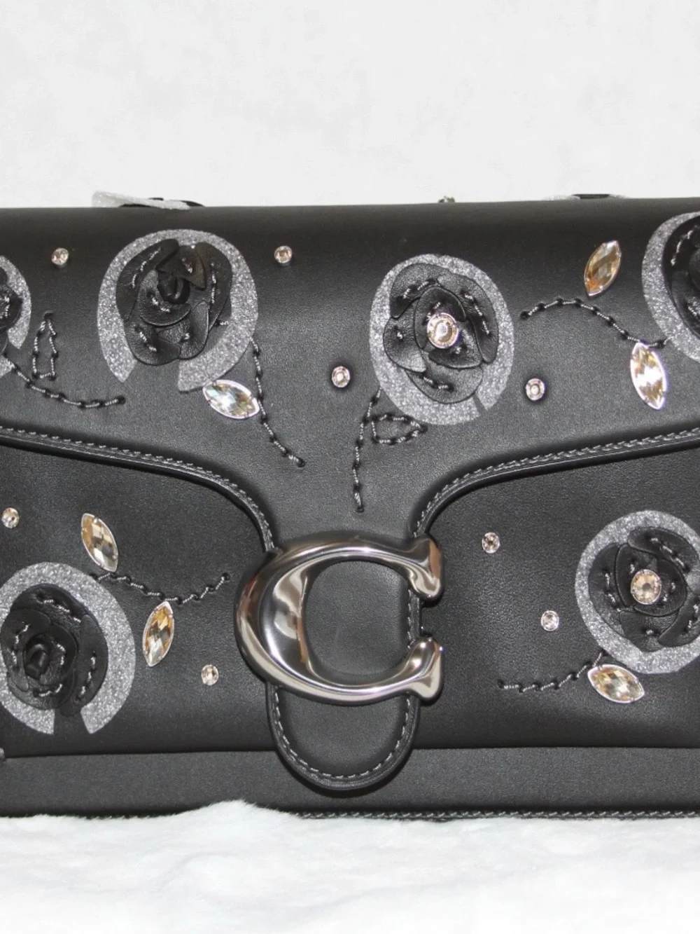 COACH Tabby 26 Shoulder Bag Floral Applique Crystal Embellishment